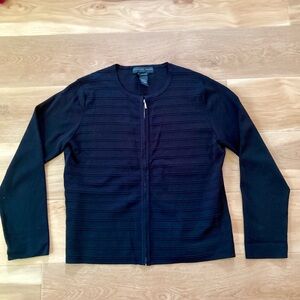 Geoffrey Beene Black silk cotton stretch cardigan size XL